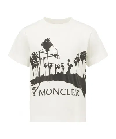 Moncler Graphic-print Cotton T-shirt In White