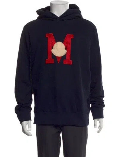 Pre-owned Moncler Graphic Print Crew Neck Hoodie In Blue