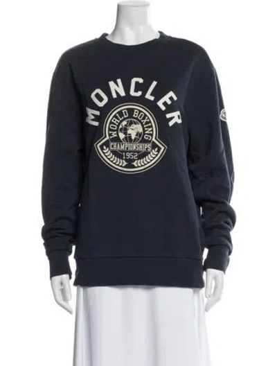 Pre-owned Moncler Graphic Print Crew Neck Sweater In Blue