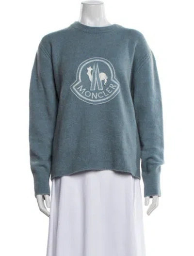 Pre-owned Moncler Graphic Print Crew Neck Sweater In Blue