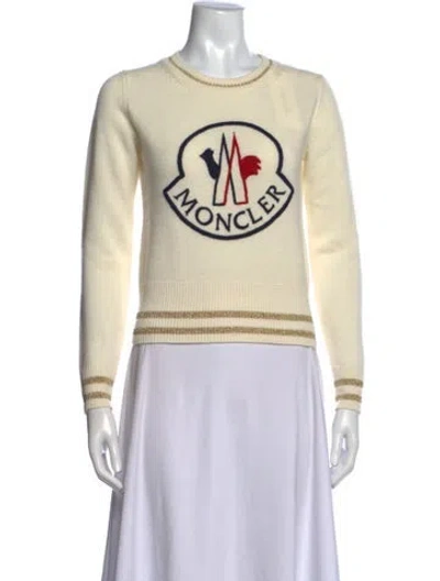 Pre-owned Moncler Graphic Print Crew Neck Sweater In Neutrals