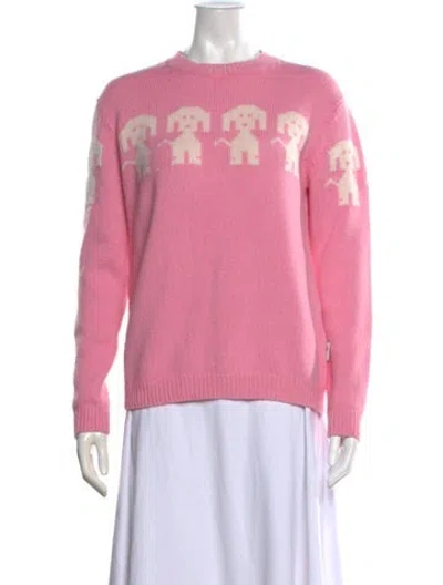Pre-owned Moncler Graphic Print Crew Neck Sweater In Pink