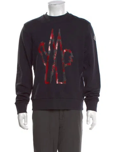 Pre-owned Moncler Graphic Print Crew Neck Sweatshirt In Black