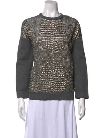 Pre-owned Moncler Graphic Print Crew Neck Sweatshirt In Gray