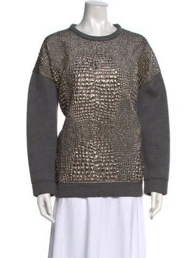 Pre-owned Moncler Graphic Print Crew Neck Sweatshirt In Grey/metallic
