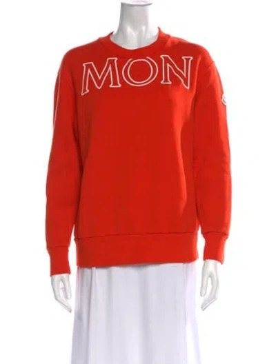 Pre-owned Moncler Graphic Print Crew Neck Sweatshirt In Orange