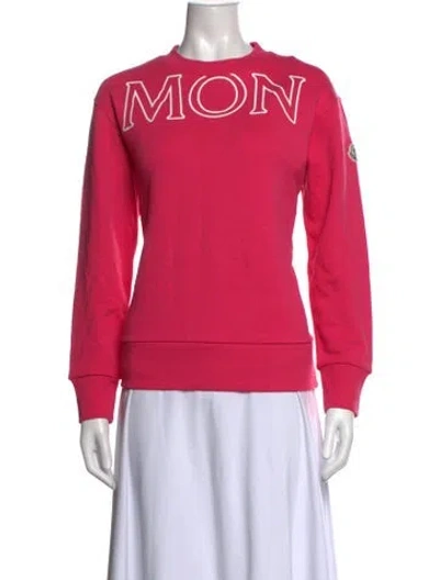 Pre-owned Moncler Graphic Print Crew Neck Sweatshirt In Pink