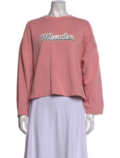 Pre-owned Moncler Graphic Print Crew Neck Sweatshirt In Pink
