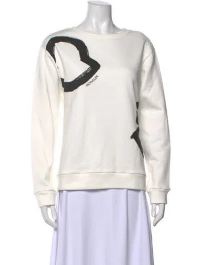 Pre-owned Moncler Graphic Print Crew Neck Sweatshirt In White