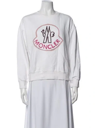 Pre-owned Moncler Graphic Print Crew Neck Sweatshirt In White