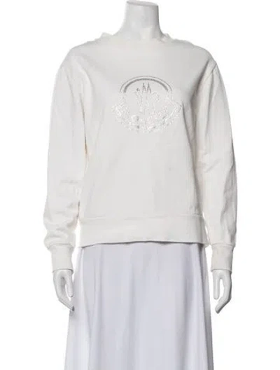 Pre-owned Moncler Graphic Print Crew Neck Sweatshirt In White