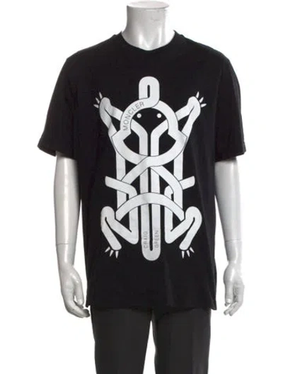 Pre-owned Moncler Graphic Print Crew Neck T-shirt In Black