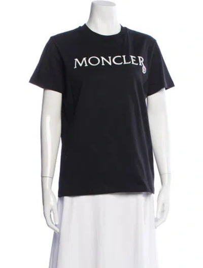 Pre-owned Moncler Graphic Print Crew Neck T-shirt In Black
