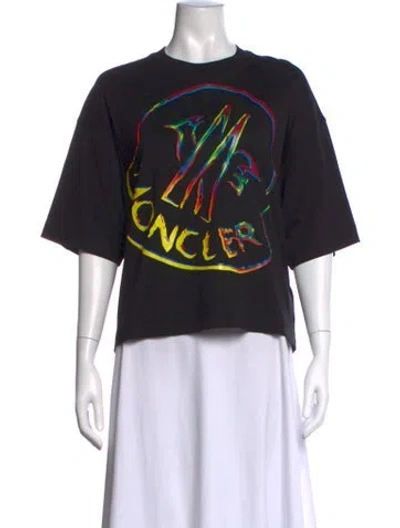 Pre-owned Moncler Graphic Print Crew Neck T-shirt In Black