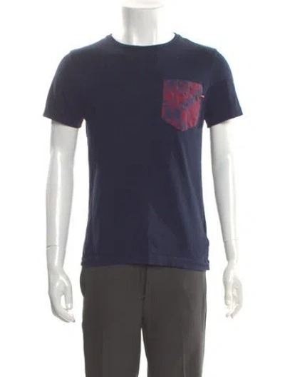 Pre-owned Moncler Graphic Print Crew Neck T-shirt In Blue