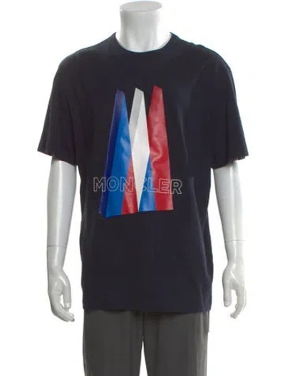 Pre-owned Moncler Graphic Print Crew Neck T-shirt In Blue