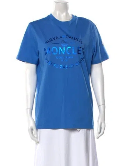 Pre-owned Moncler Graphic Print Crew Neck T-shirt In Blue