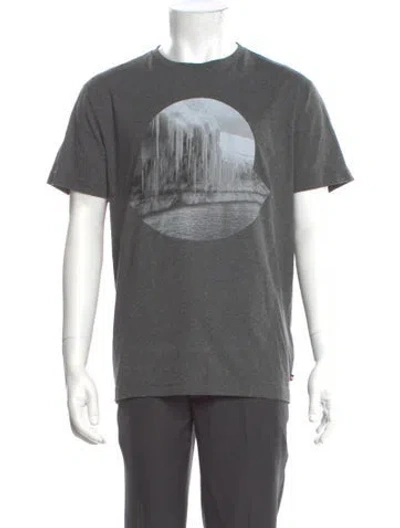 Pre-owned Moncler Graphic Print Crew Neck T-shirt In Gray