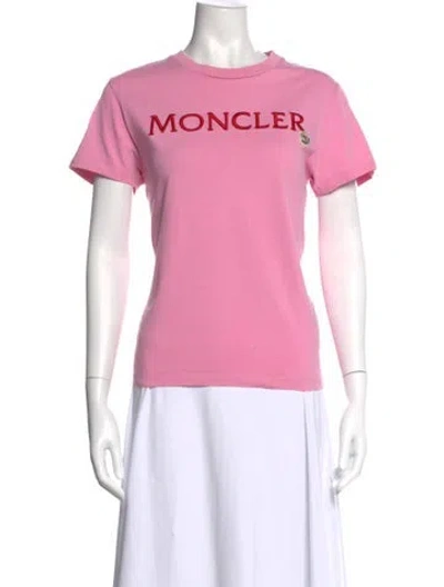 Pre-owned Moncler Graphic Print Crew Neck T-shirt In Pink