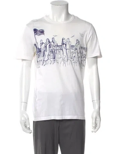 Pre-owned Moncler Graphic Print Crew Neck T-shirt In White