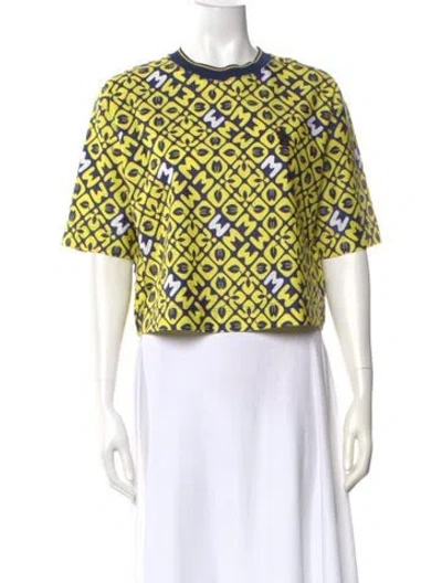 Pre-owned Moncler Graphic Print Crew Neck T-shirt In Yellow