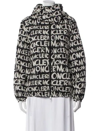 Pre-owned Moncler Graphic Print Down Jacket In Black