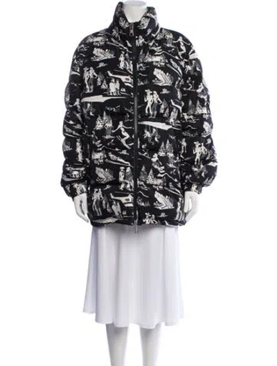 Pre-owned Moncler Graphic Print Down Jacket In Black