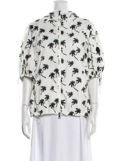 Pre-owned Moncler Graphic Print Down Jacket In White