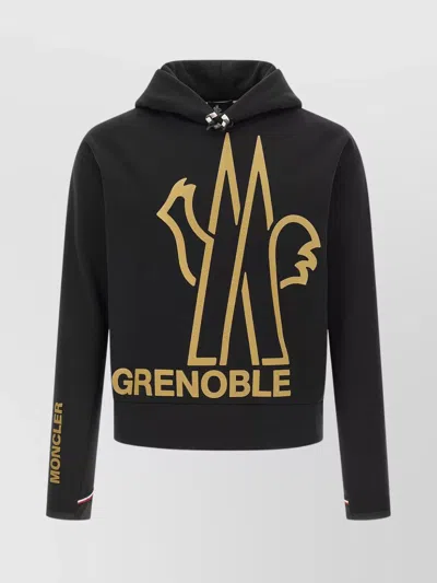 MONCLER GRAPHIC PRINT HOODED KNITWEAR DRAWSTRING