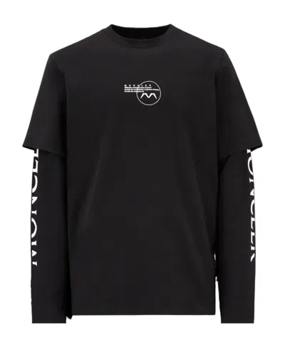 Moncler Graphic-print Layered Long-sleeved T-shirt In Black