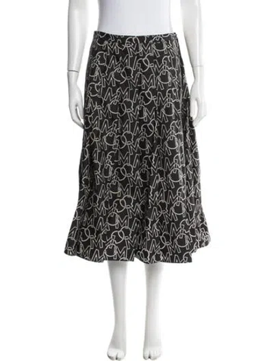 Pre-owned Moncler Graphic Print Midi Length Skirt In Black