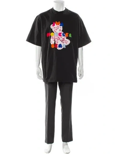 Pre-owned Moncler Graphic Print Mock Neck T-shirt In Gray