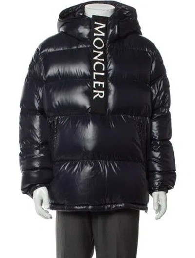 Pre-owned Moncler Graphic Print Puffer Coat In Blue