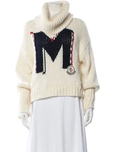 Pre-owned Moncler Graphic Print Turtleneck Sweater In Neutral