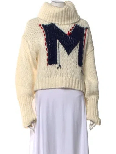 Pre-owned Moncler Graphic Print Turtleneck Sweater In Neutrals