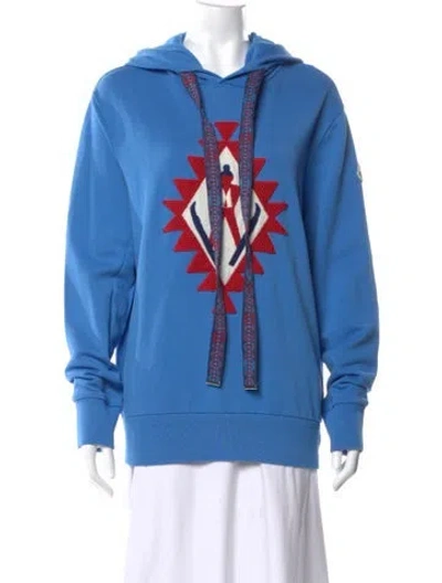 Pre-owned Moncler Graphic Print V-neck Sweater In Blue