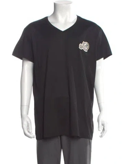Pre-owned Moncler Graphic Print V-neck T-shirt In Black