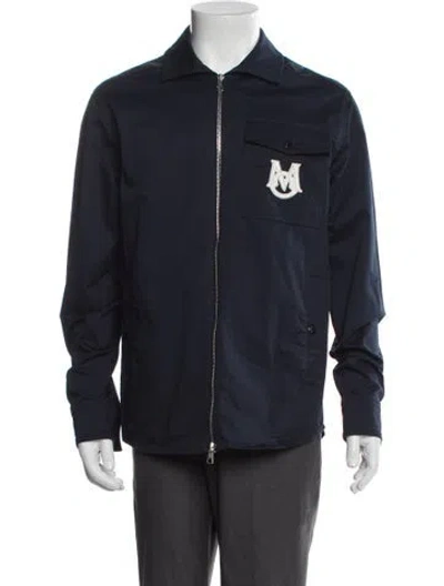 Pre-owned Moncler Graphic Print Windbreaker In Blue