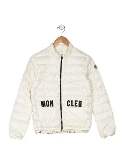 Pre-owned Moncler Kids' Graphic Ruffle Puffer Jacket In Neutrals