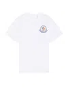 Moncler Natural White Cotton Short Sleeves T-shirt In White