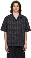 Moncler Gray & Black Print Shirt In Print Logo Black F99