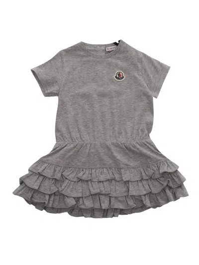 Moncler Kids' Gray Dress With Logo In Grey