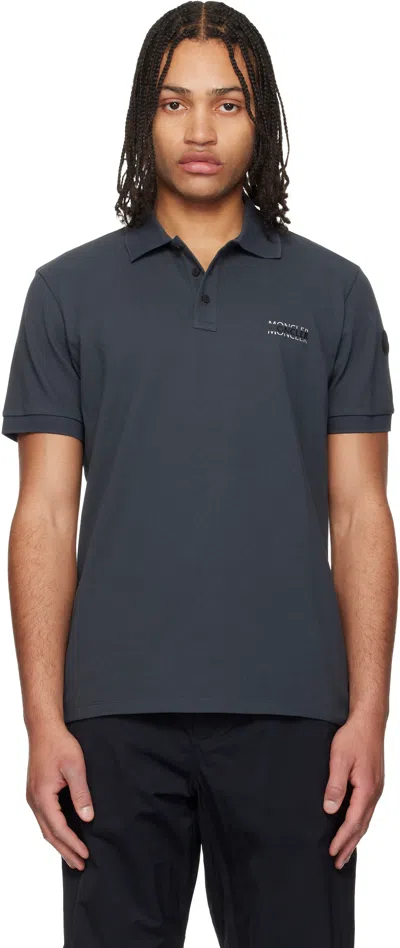 Moncler Gray 'matt Black' Logo Short Sleeve Polo