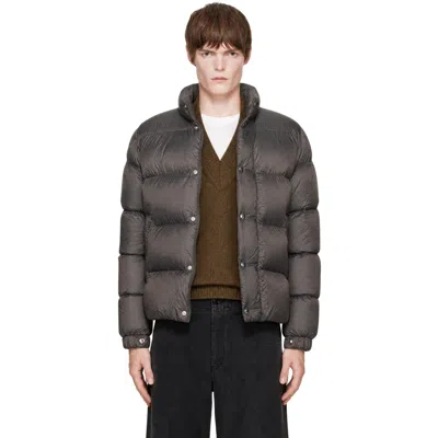 Moncler Gray Pesio Down Jacket In Brown
