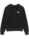Moncler Grey Cotton Hoodie With Logo In Black