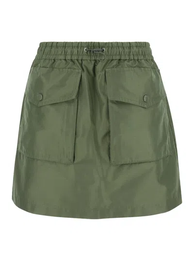 Moncler Green Cargo Mini Skirt In Cotton Blend Woman