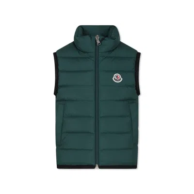 Moncler Kids' Green Contrin Vest For Boy With Logo