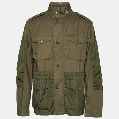 Pre-owned Moncler Green Cotton & Synthetic Concealed Hood Jacket Xl