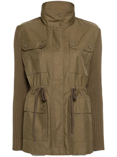 Moncler Green Cotton Panelled Military Jacket In Grün