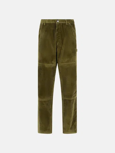 Moncler Green Cotton Pants In Blue